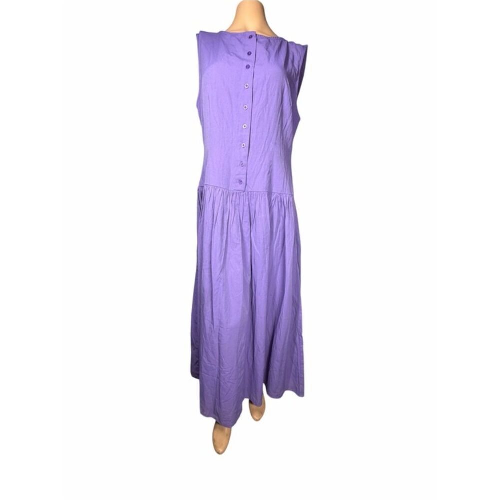 Vintage Tulip Creations Purple Sleeveless Drop Waist Maxi Dress XL Cottagecore